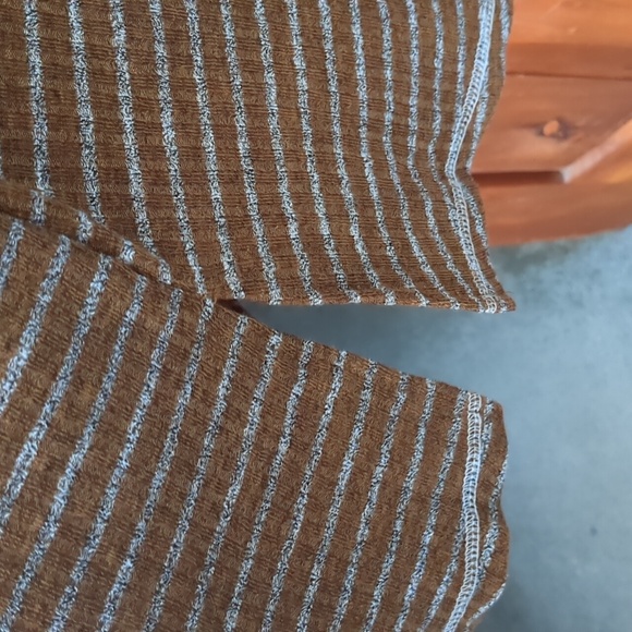 PAPA VANCOUVER* dk mustard striped long sleeve one pkt round neck tunic top XXL - Picture 6 of 11